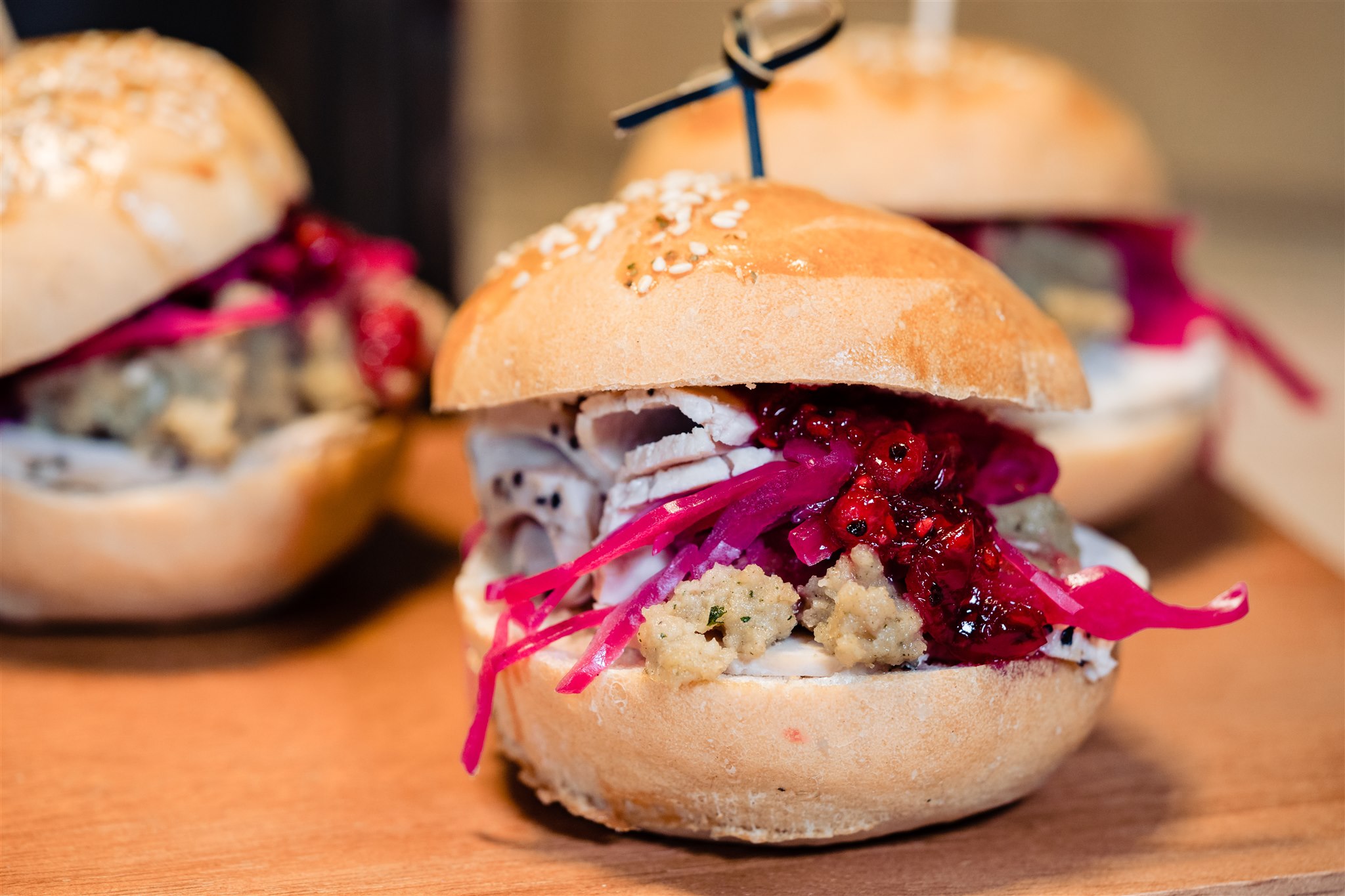 Roast Turkey, Stuffing And Pickled Red Cabbage Sliders