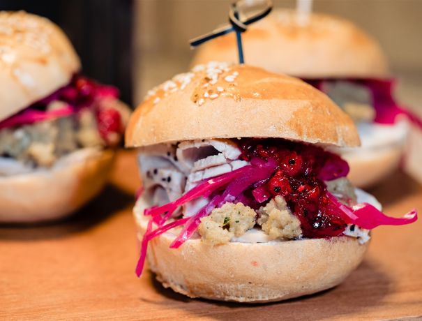 Roast Turkey, Stuffing And Pickled Red Cabbage Sliders